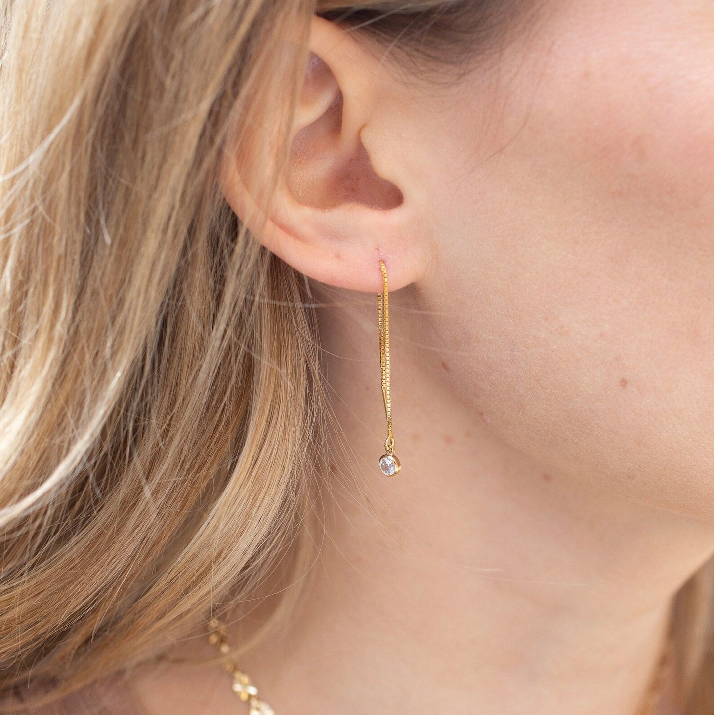 Gold Sparkle Threader Earrings