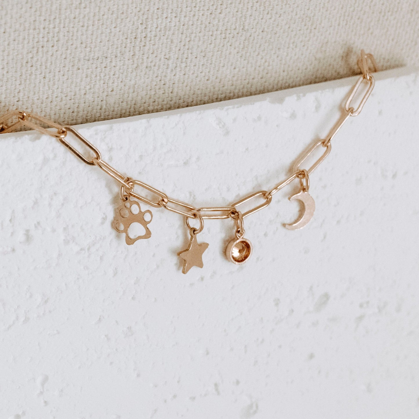 Rose Gold Filled Paperclip Charm Bracelet