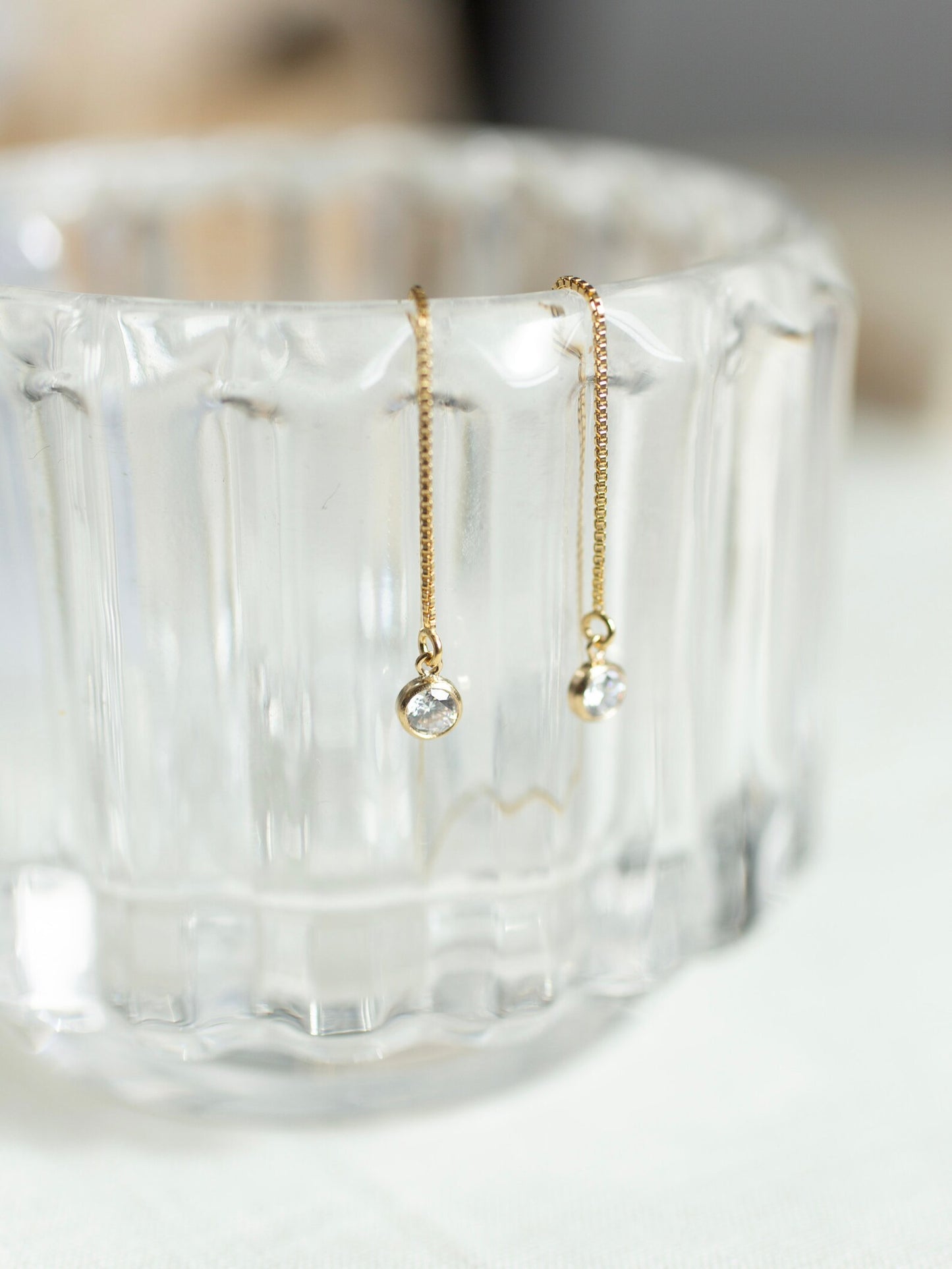 Gold Sparkle Threader Earrings For Women