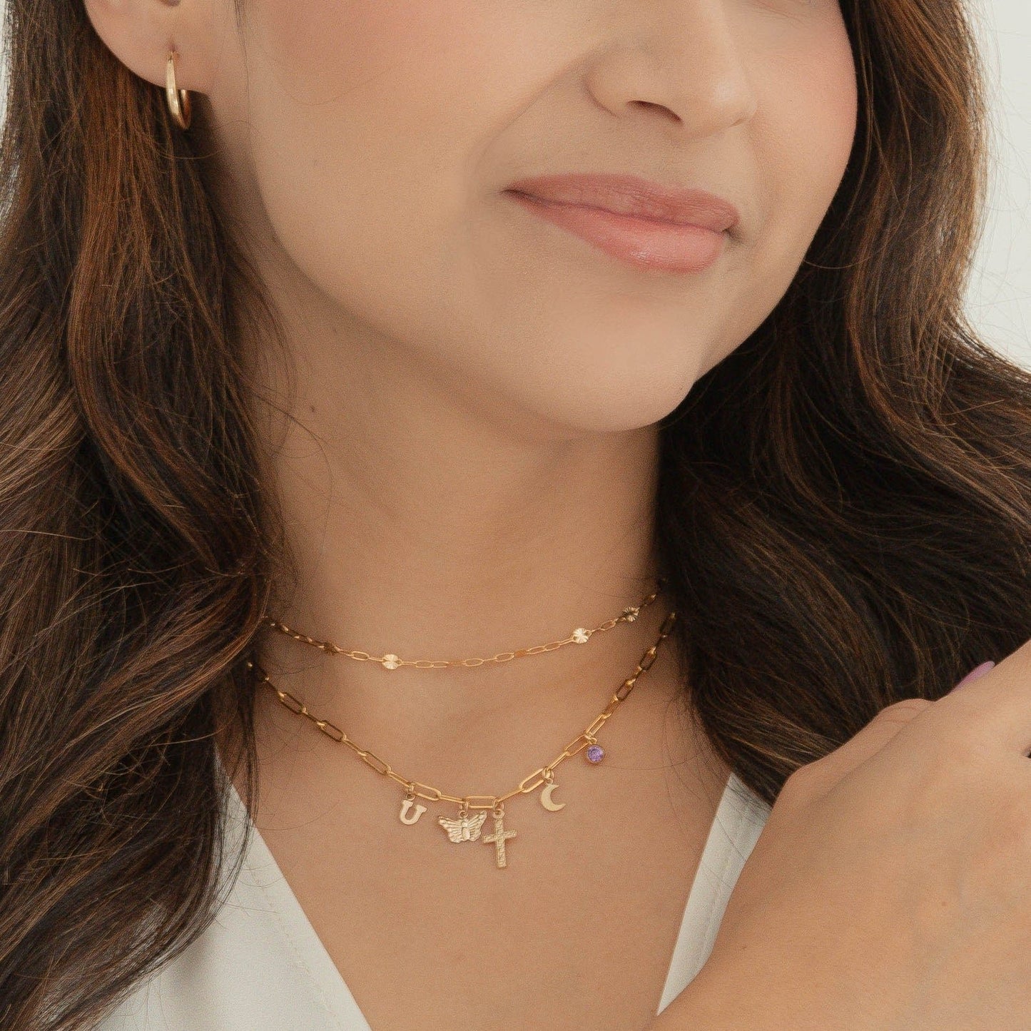 Rose Gold Filled Large Charm Necklace