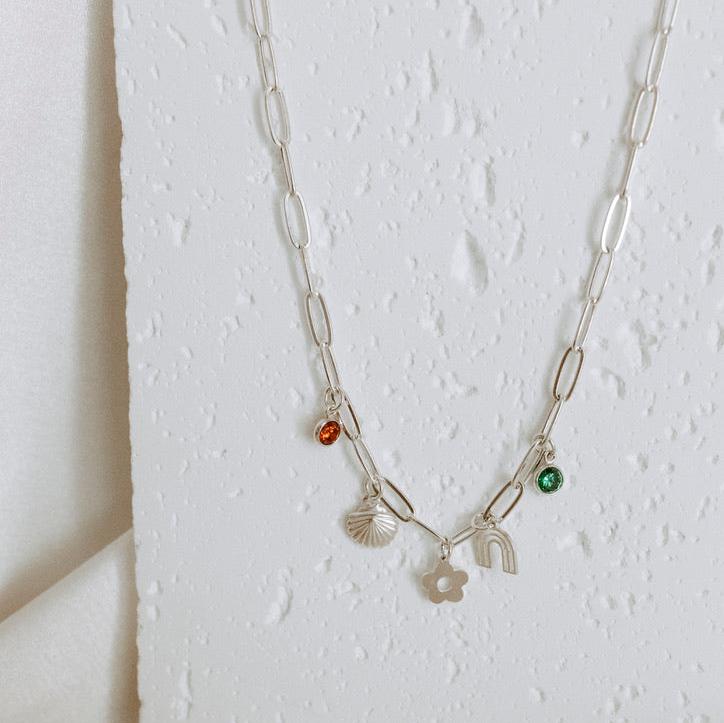 Sterling Silver Large Charm Necklace