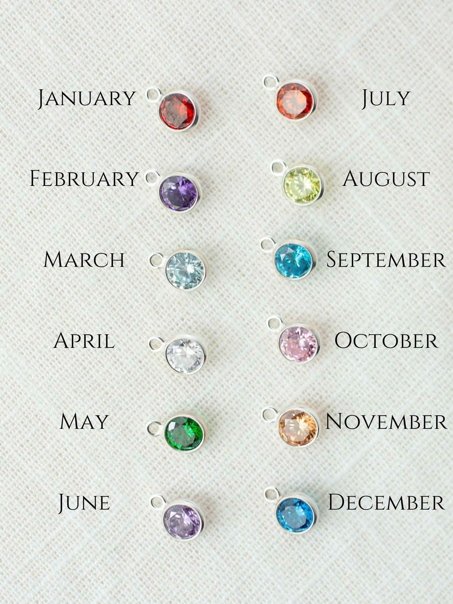 Sterling Silver Birthstone charms