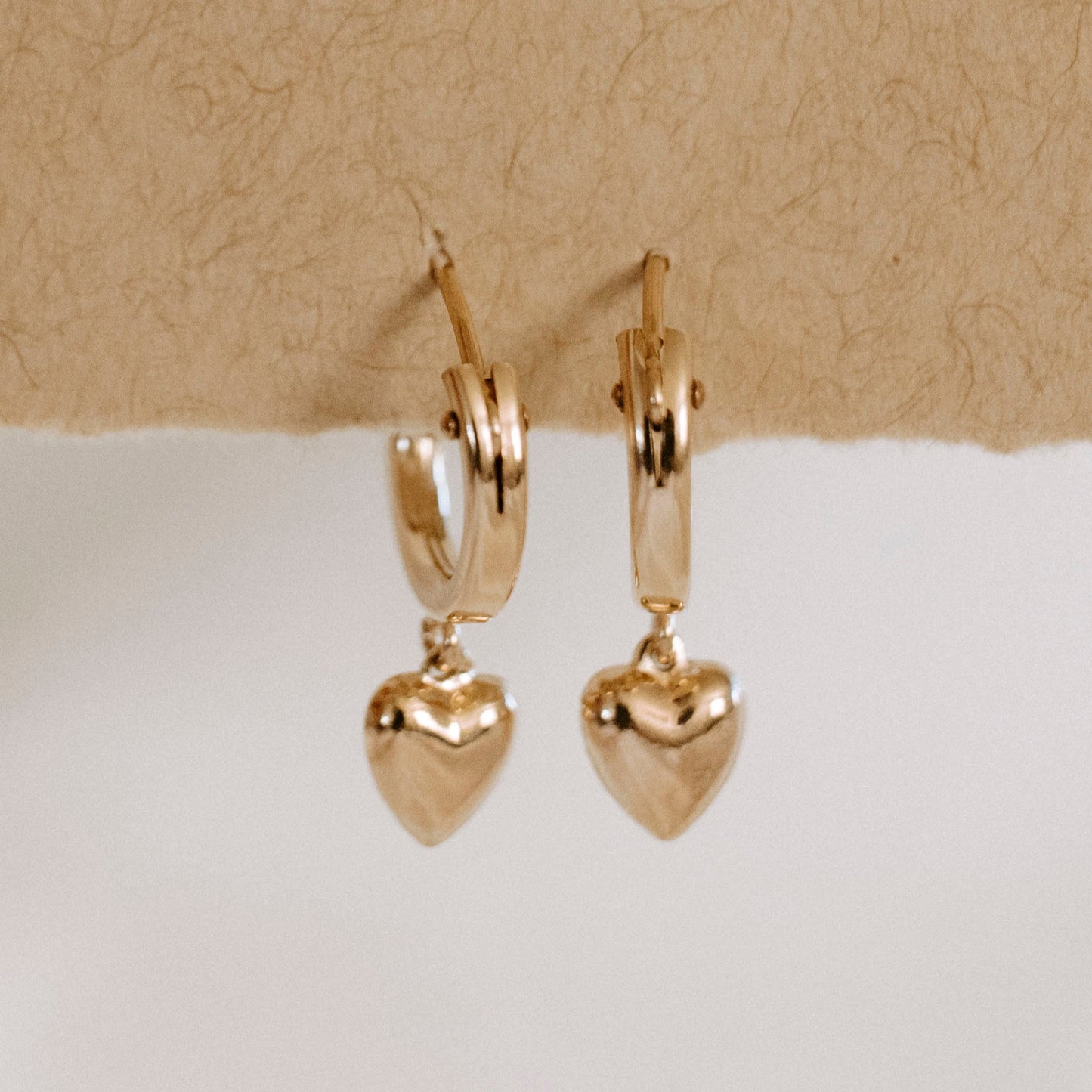 gold filled heart hoop earrings