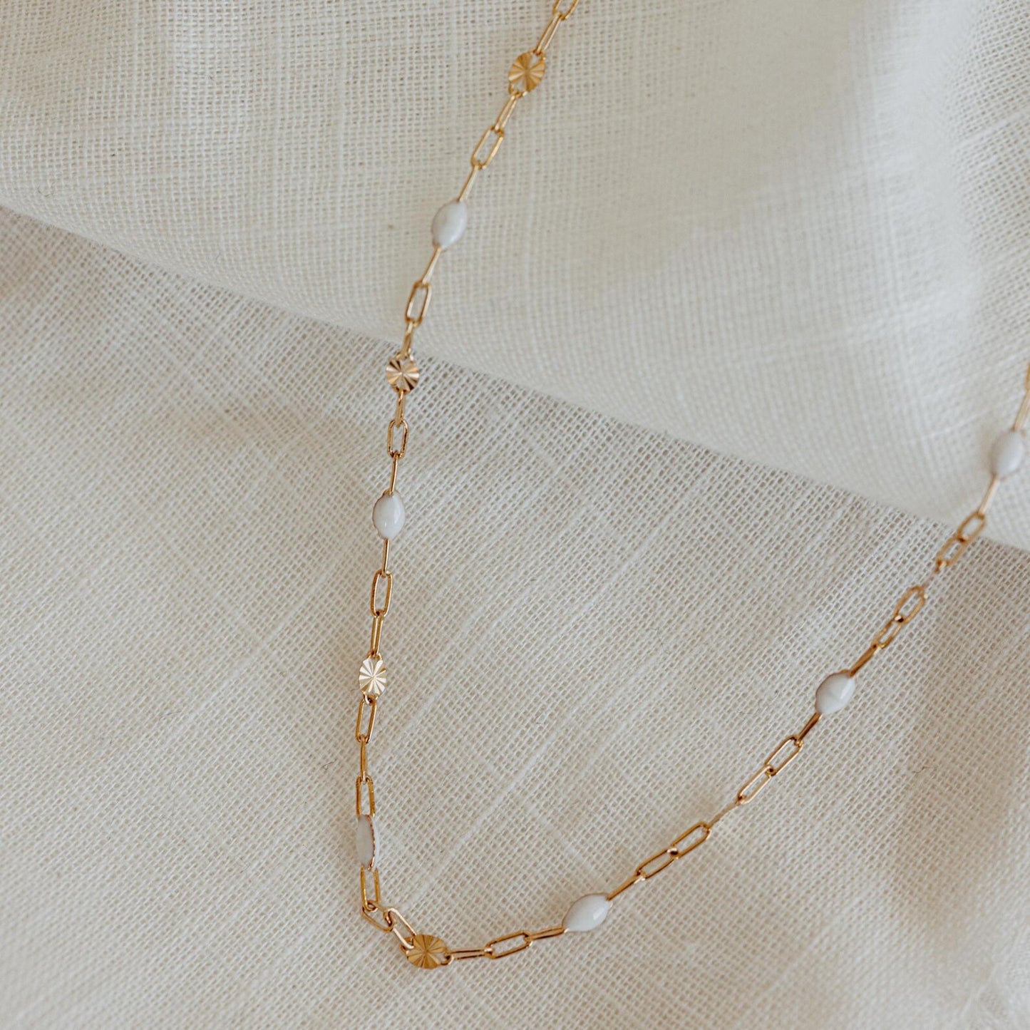 gold filled white starburst necklace