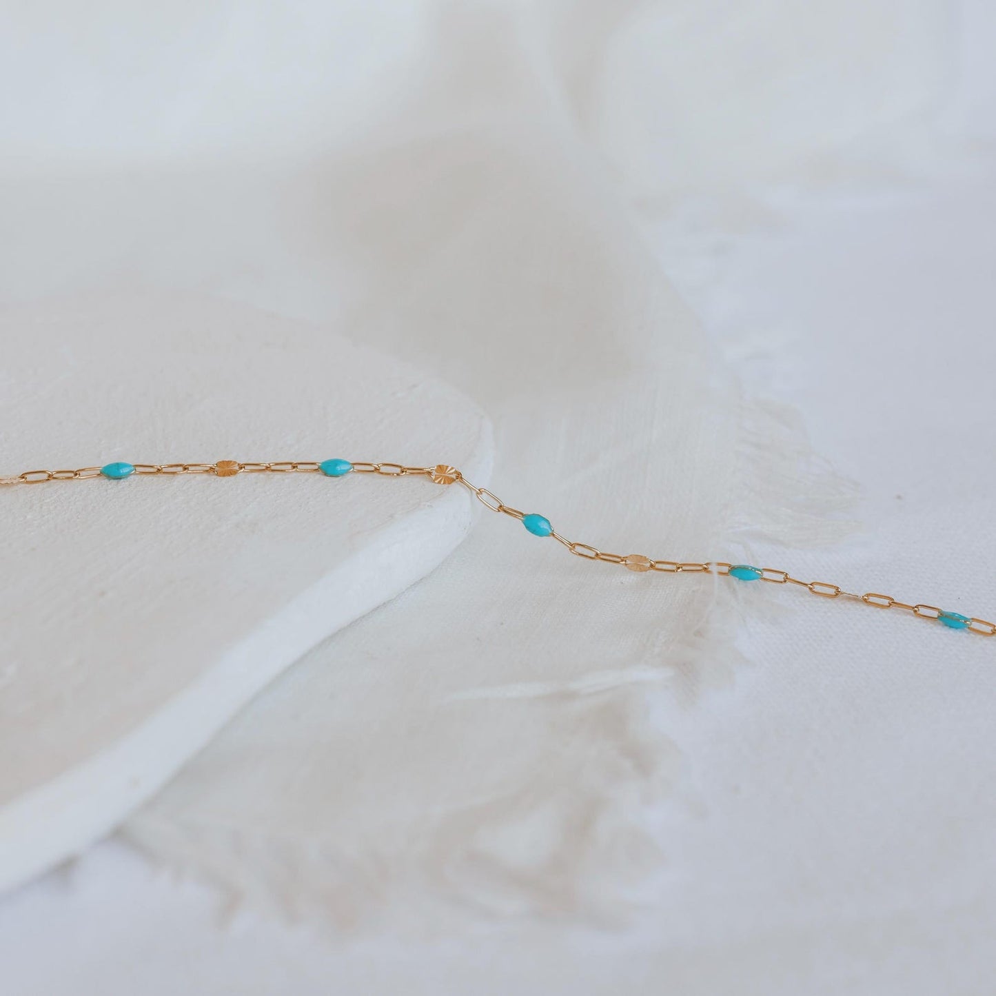 Aqua Starlight Enamel Necklace