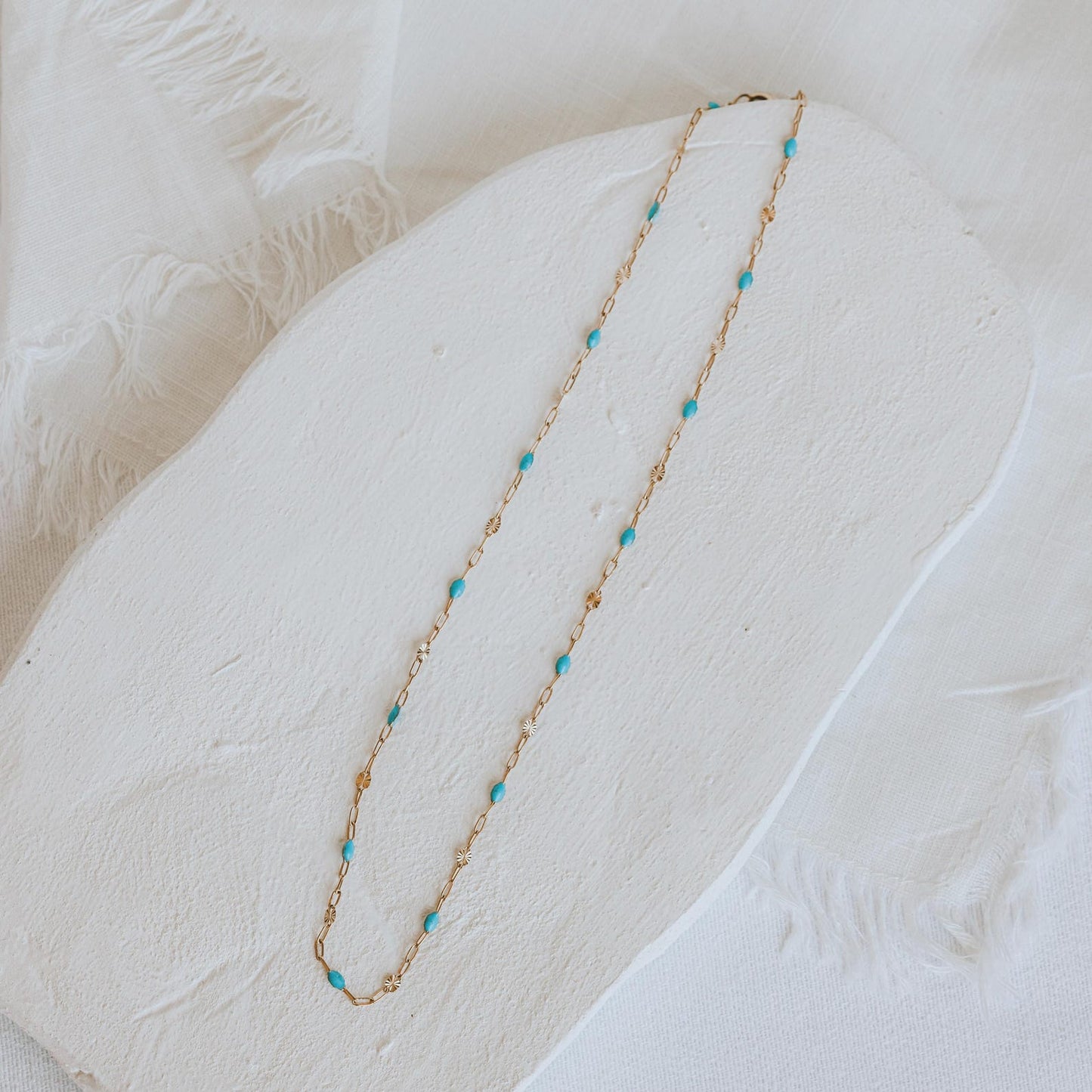 Aqua Starlight Enamel Necklace