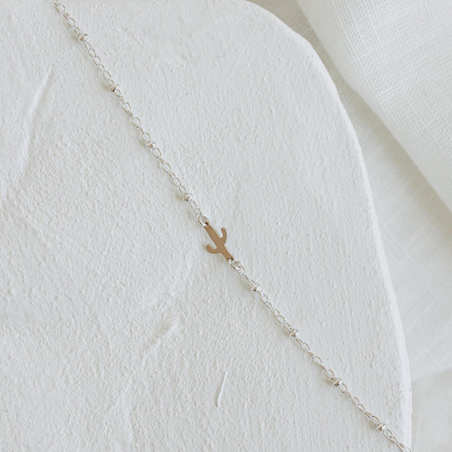 Silver Sideways Cactus Necklace