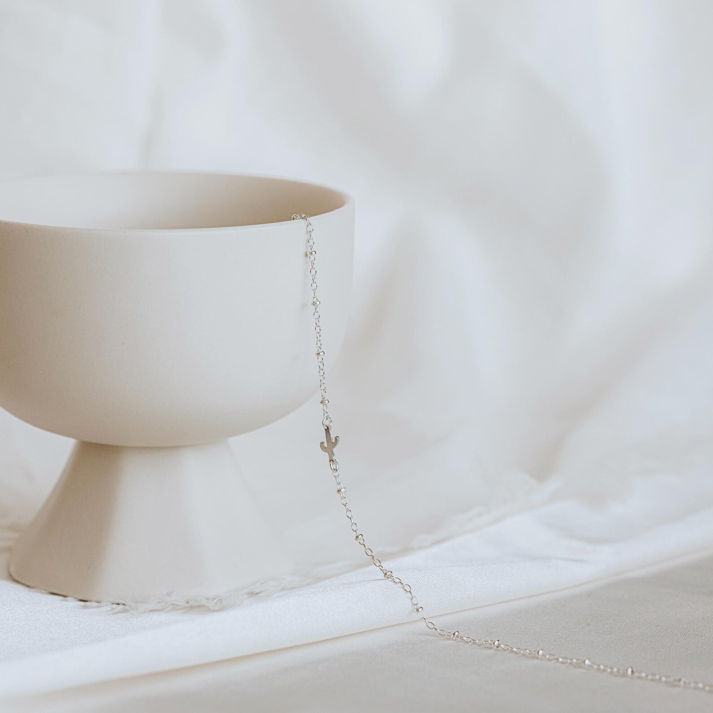 Silver Sideways Cactus Necklace