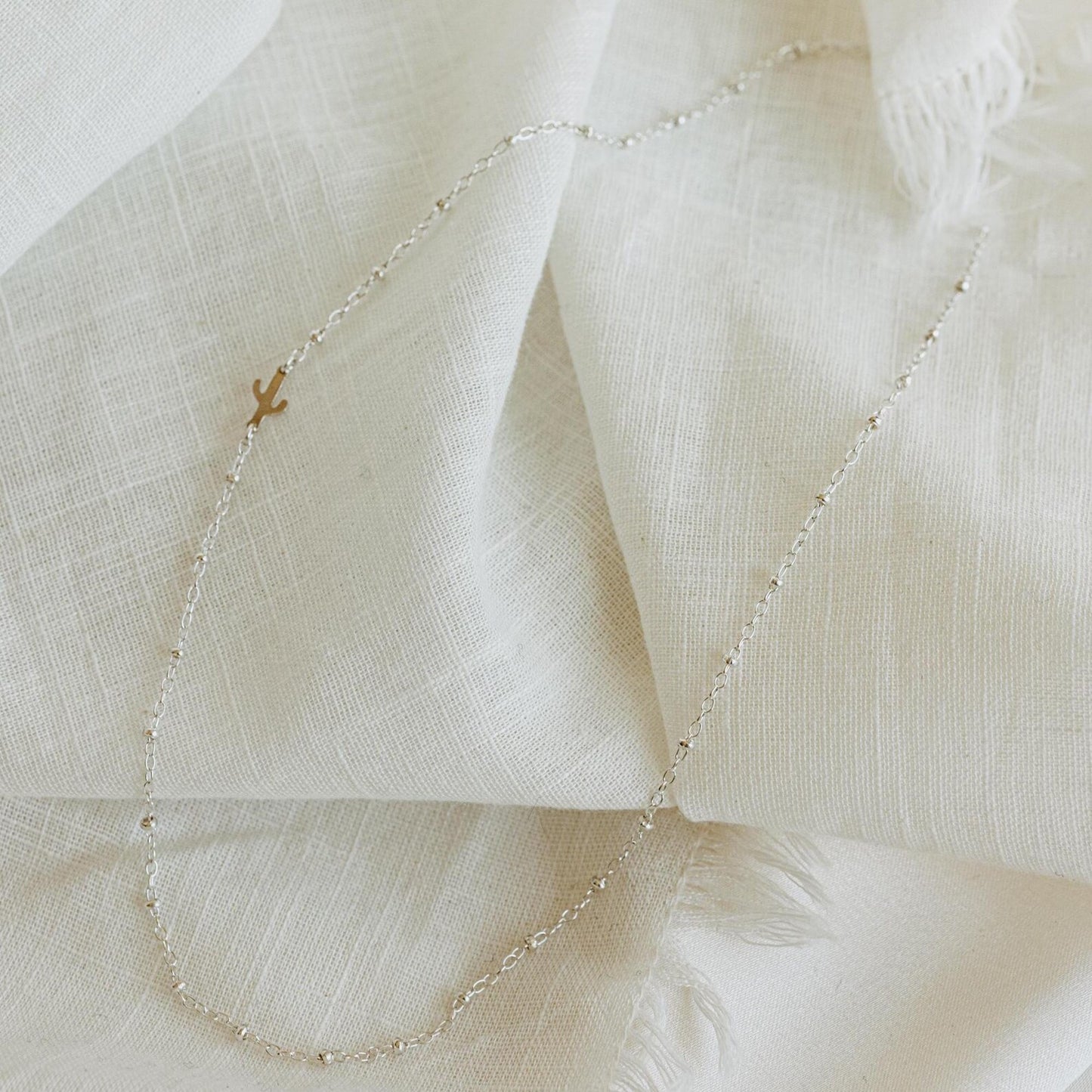 Silver Sideways Cactus Necklace