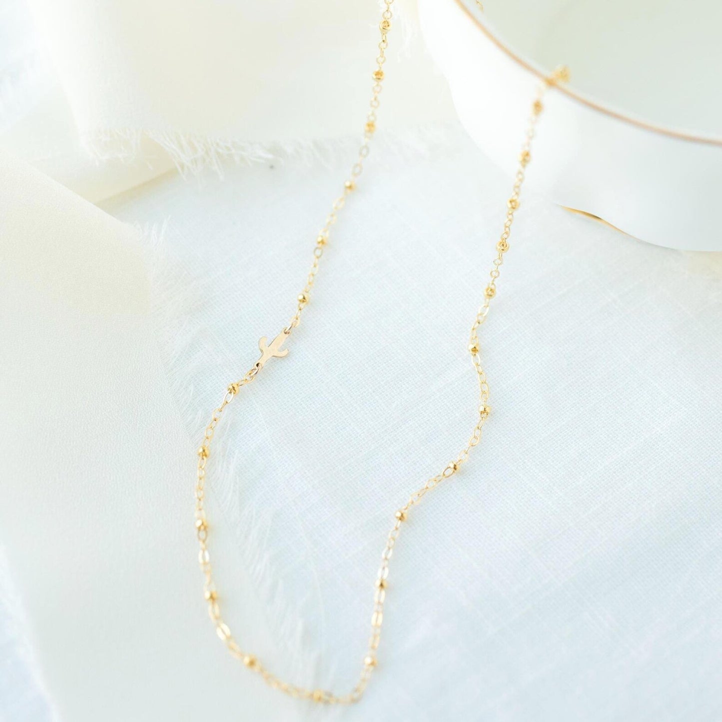 Dainty Sideways Cactus Necklace