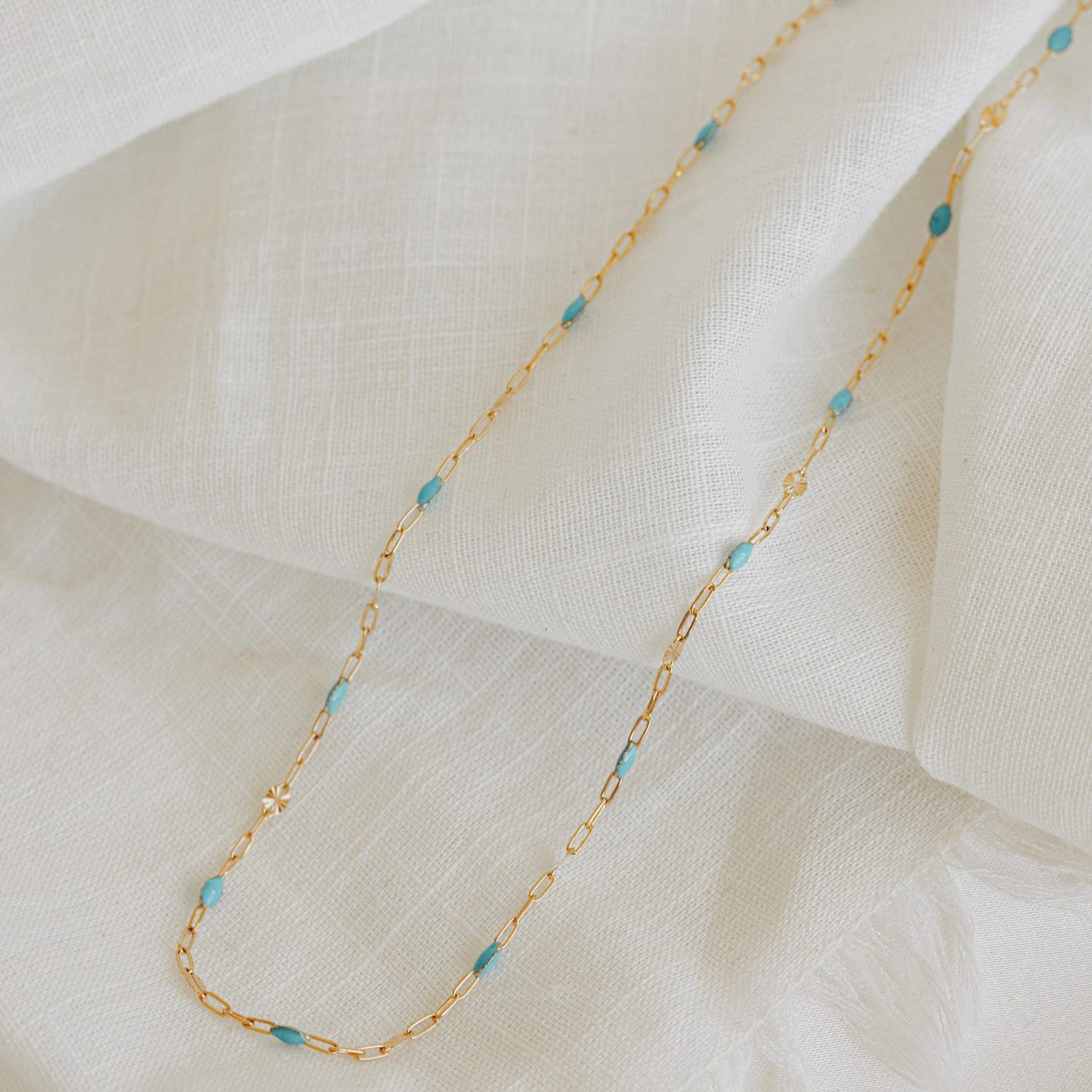 Aqua Starlight Enamel Necklace