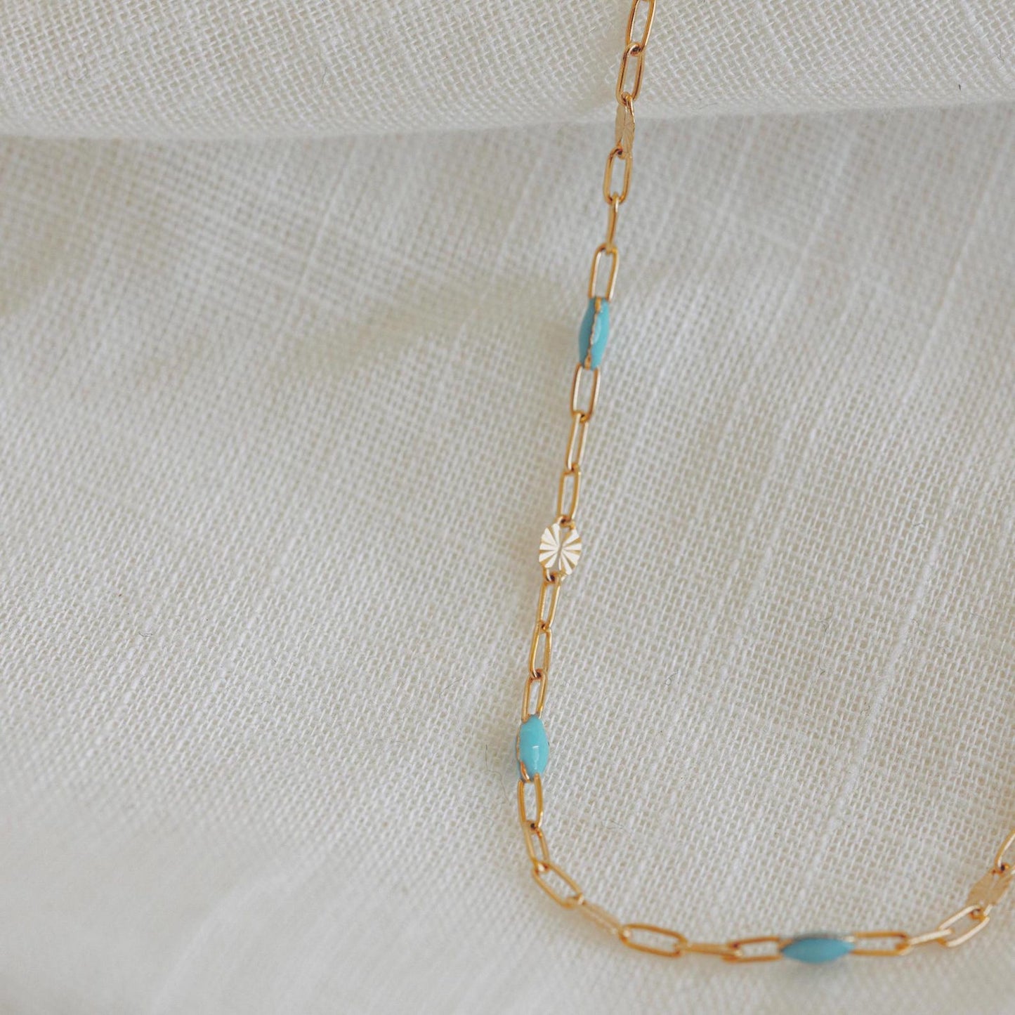 Aqua Starlight Enamel Necklace