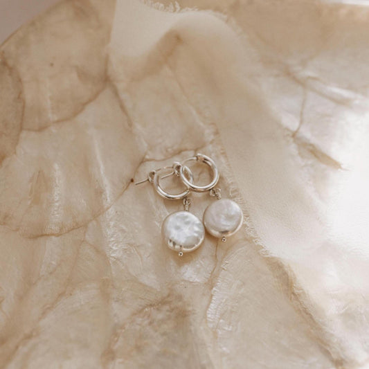 Silver Shoreline Pearl Hoops