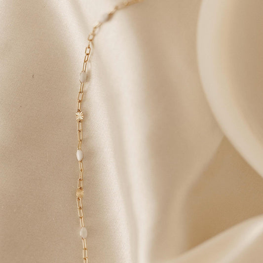 White Starlit Enamel Necklace