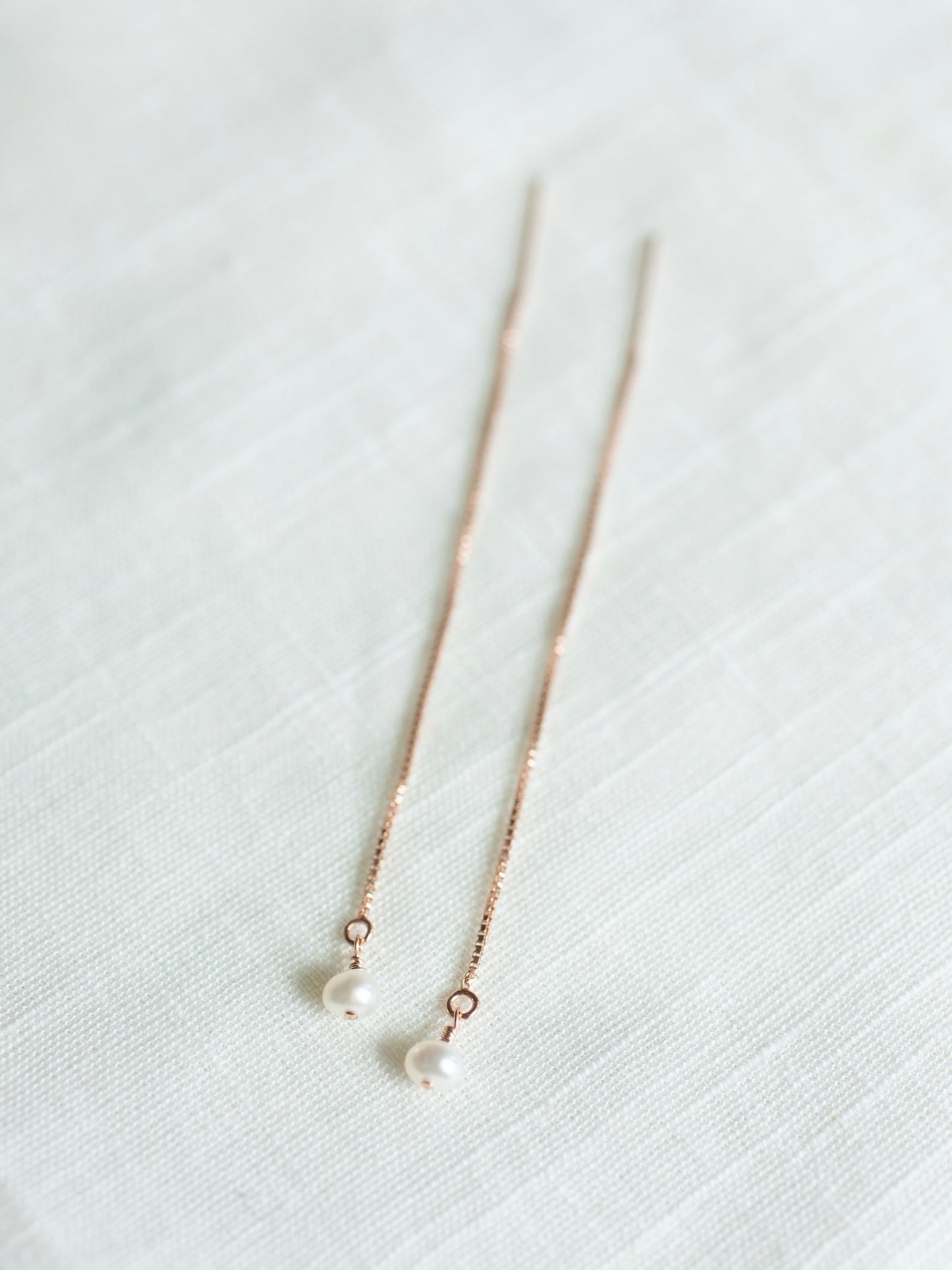 Rose Gold Pearl Threader Earrings