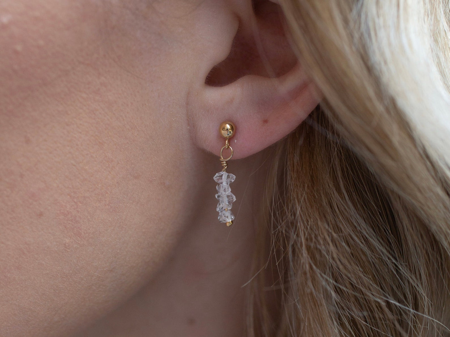 Gold Herkimer Stud Earrings For Women