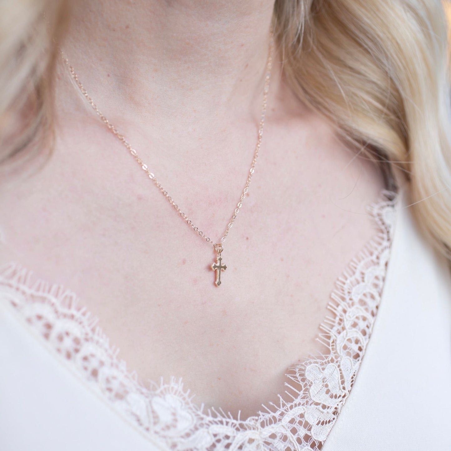 Gold Mini Cross Necklace