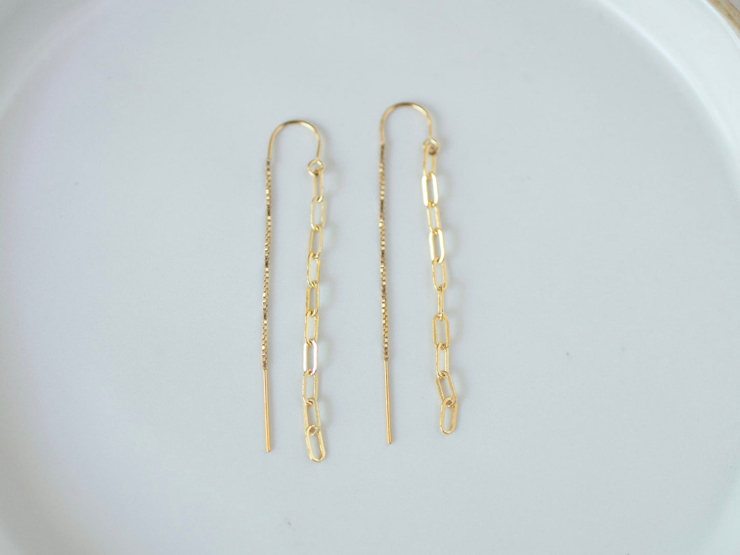 Gold Paperclip Threader Earrings