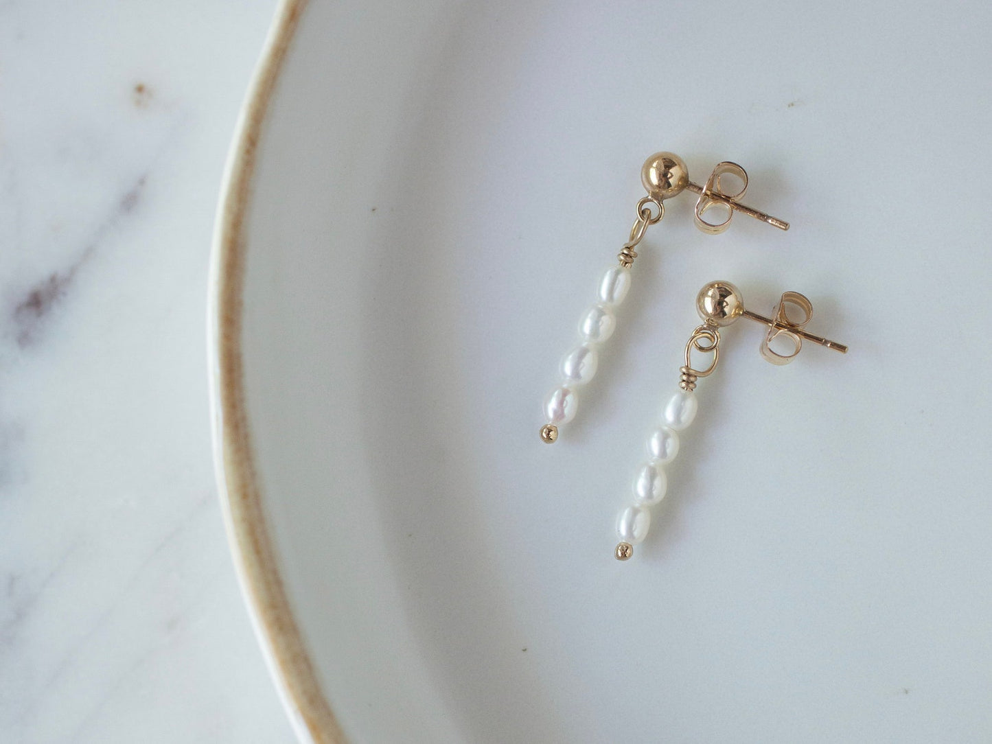 Gold Pearl Stud Earrings