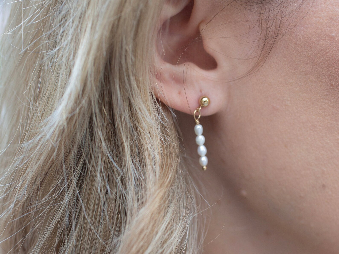 Gold Pearl Stud Earrings For Women