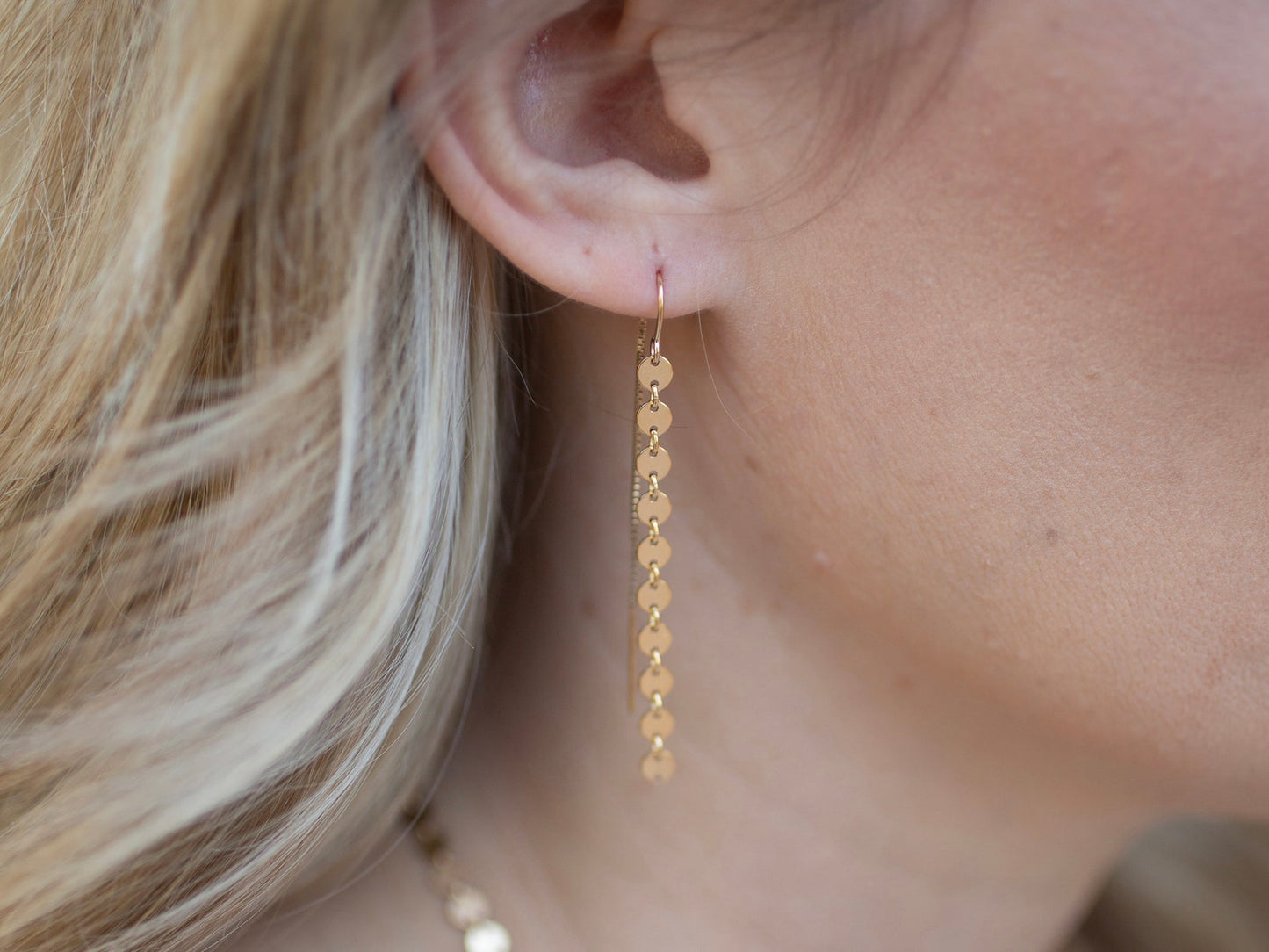 Gold Poppy Threader Earrings