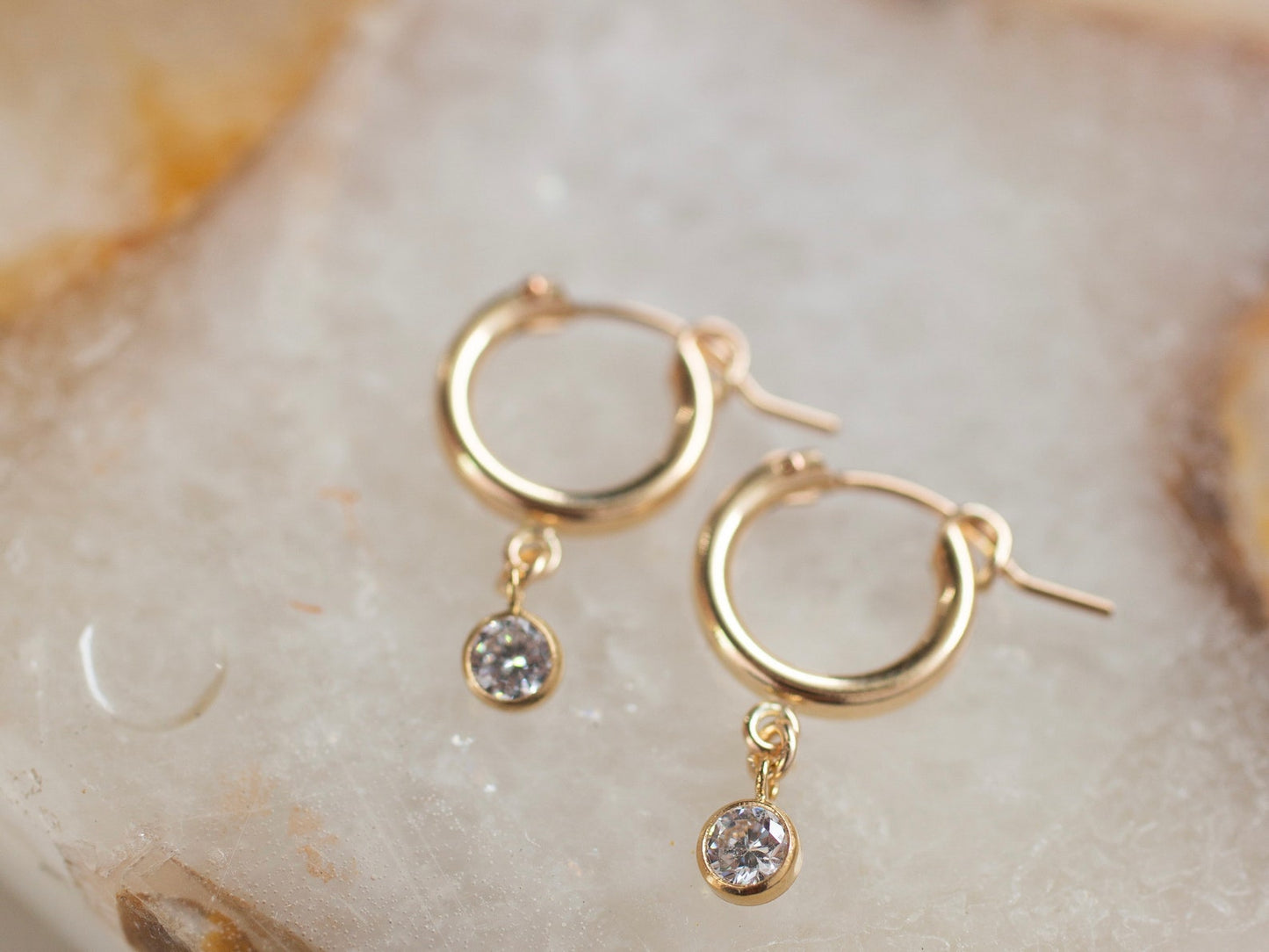 Gold Simple Sparkle Earrings