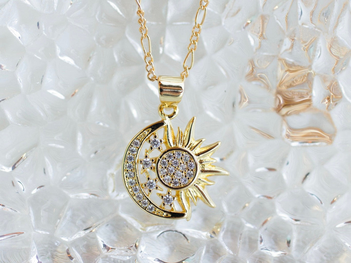 Gold Solar Eclipse Necklace For Women