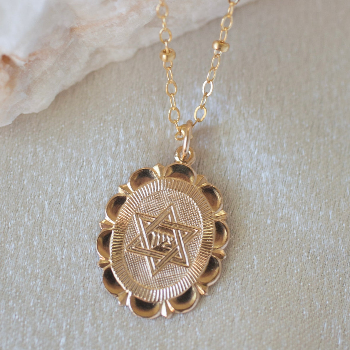 Gold Star of David Necklace