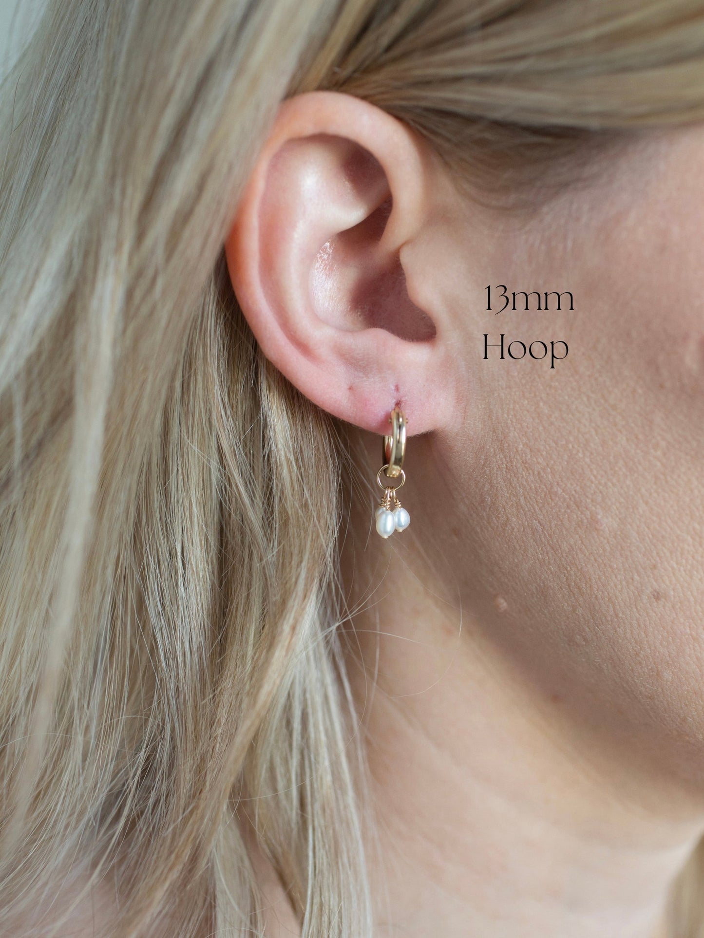Gold Trinity Pearl Hoops