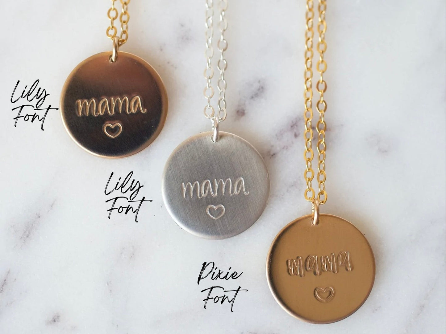 Mama Disc Necklace Gold