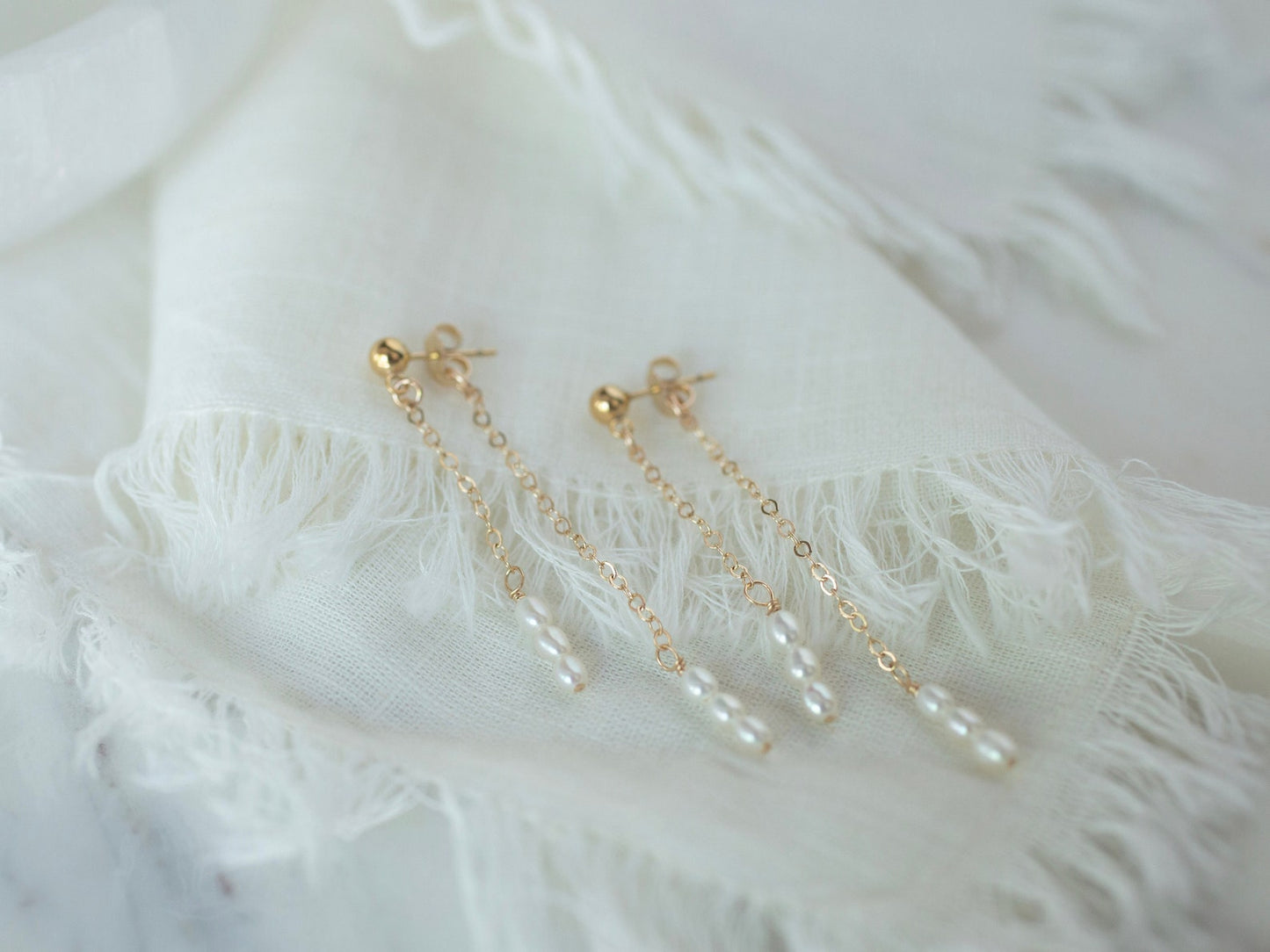 Pearl Dangle Stud Earrings
