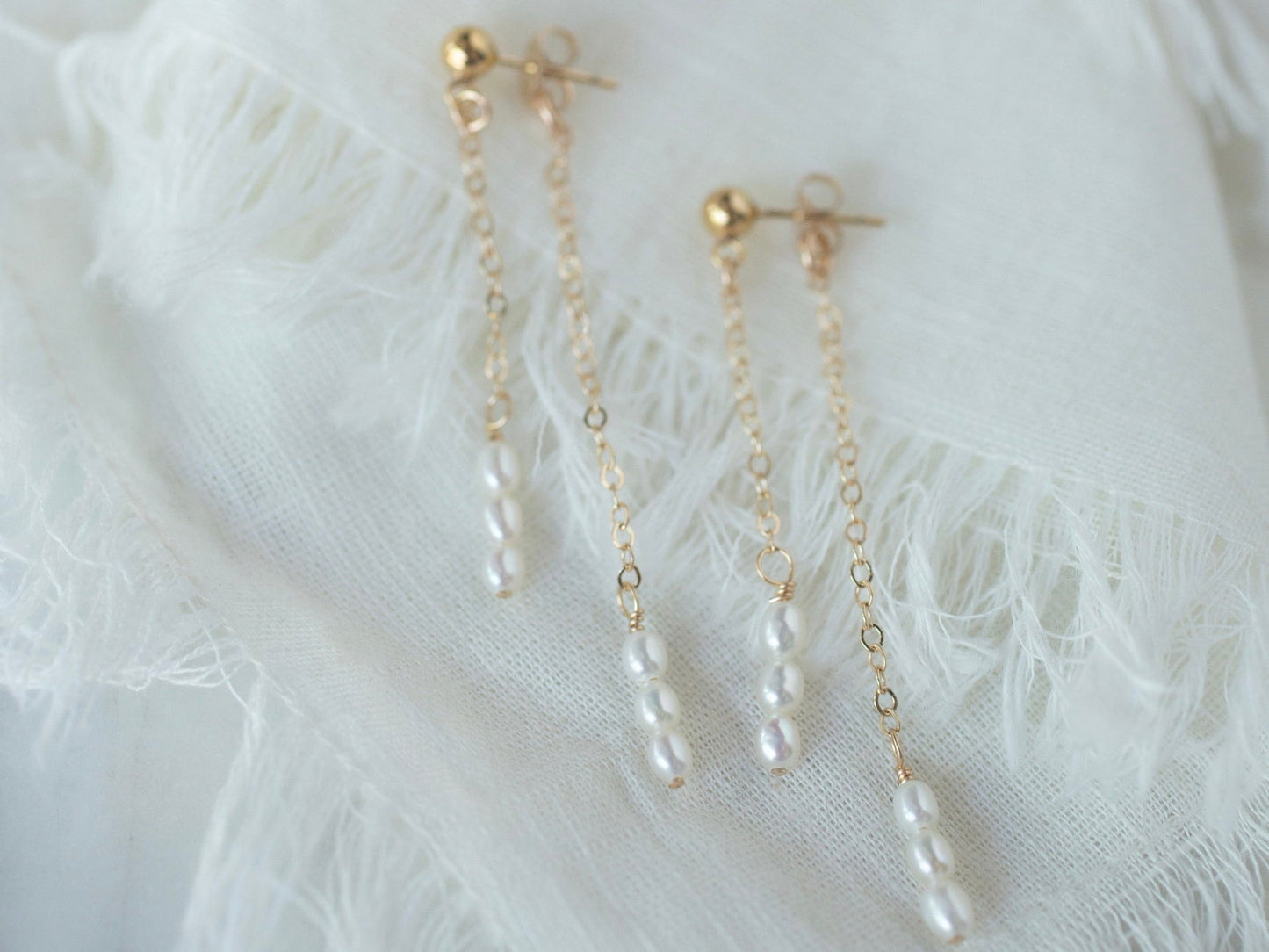 Pearl Dangle Stud Earrings