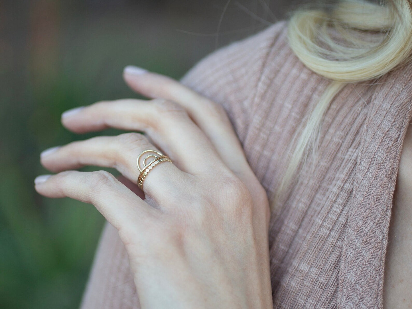 Pure Gold Rainbow Ring For Women