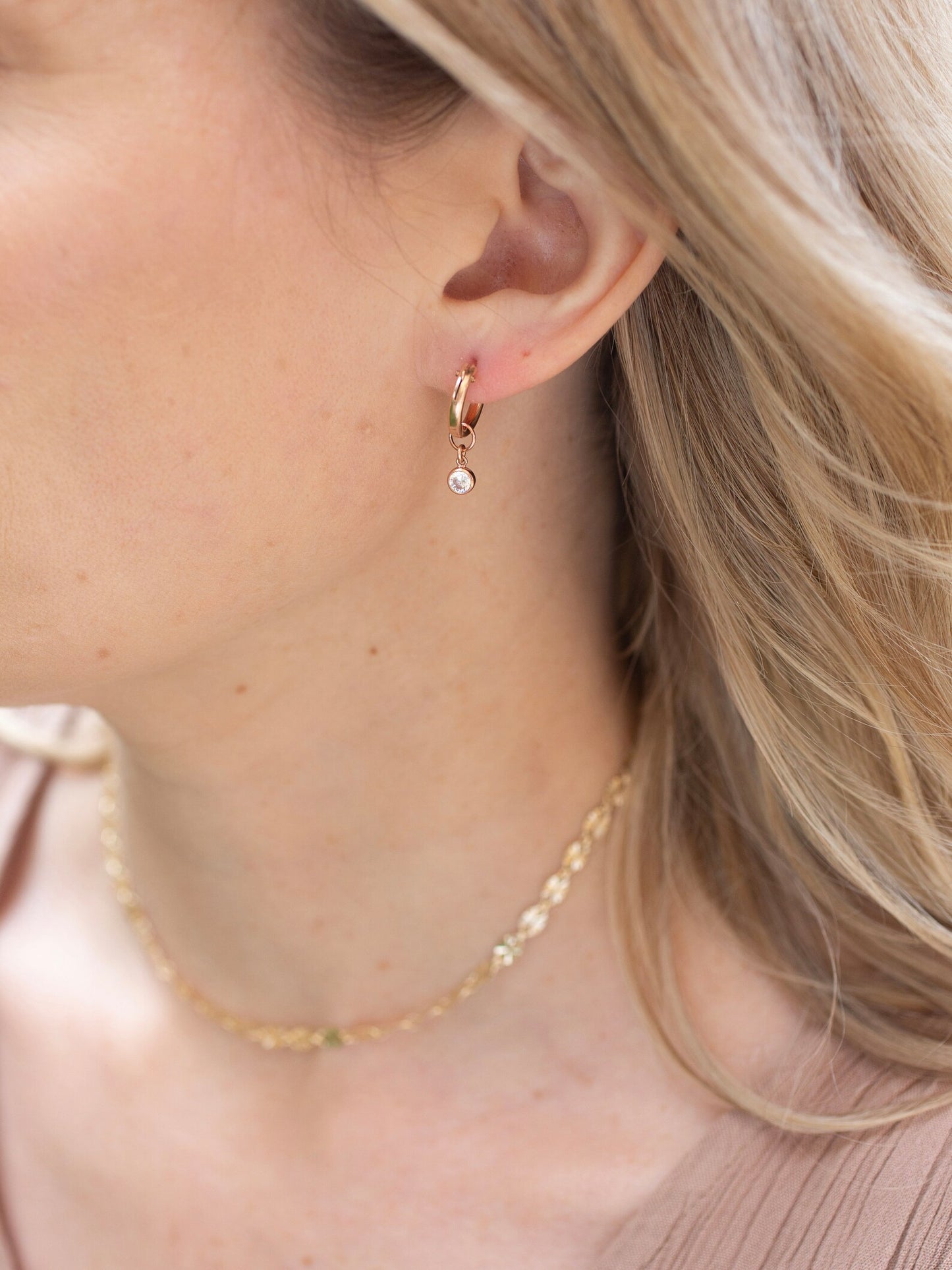 Rose Gold Classic Sparkle Hoops Gold