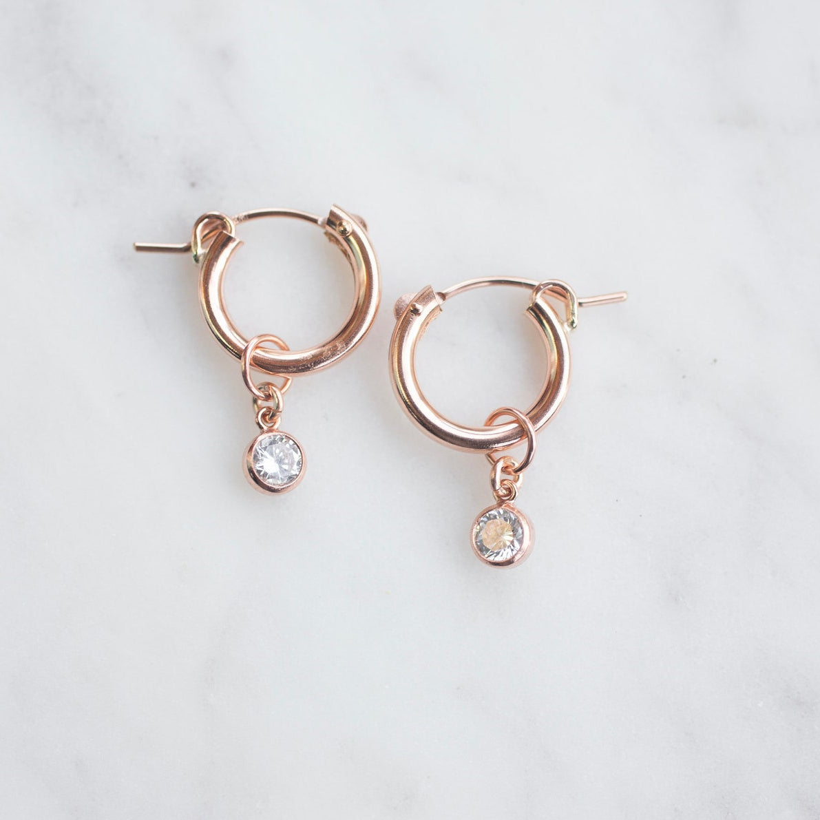 Rose Gold Classic Sparkle Hoops With Gold