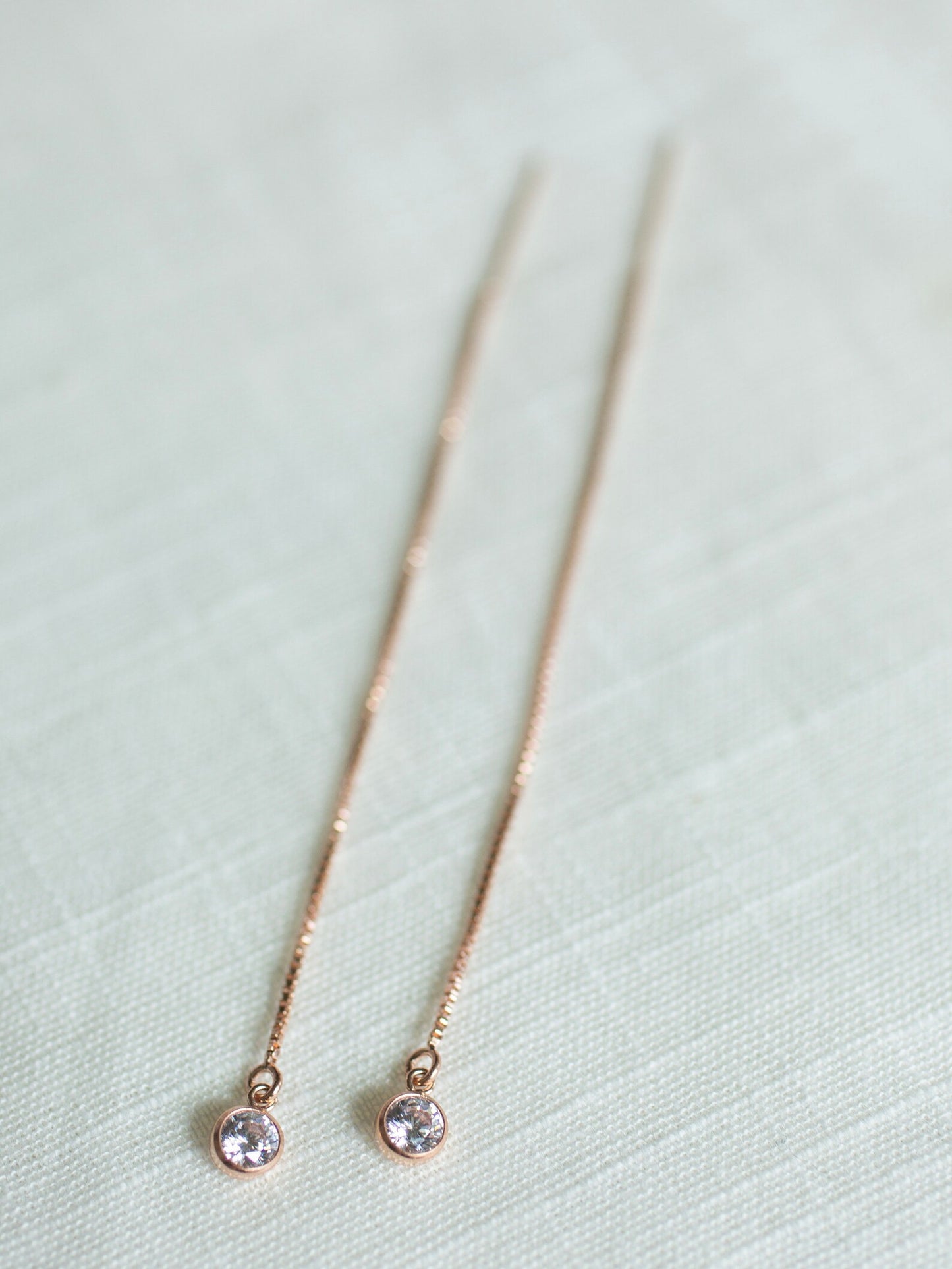 Rose Gold Sparkle Threader Earrings