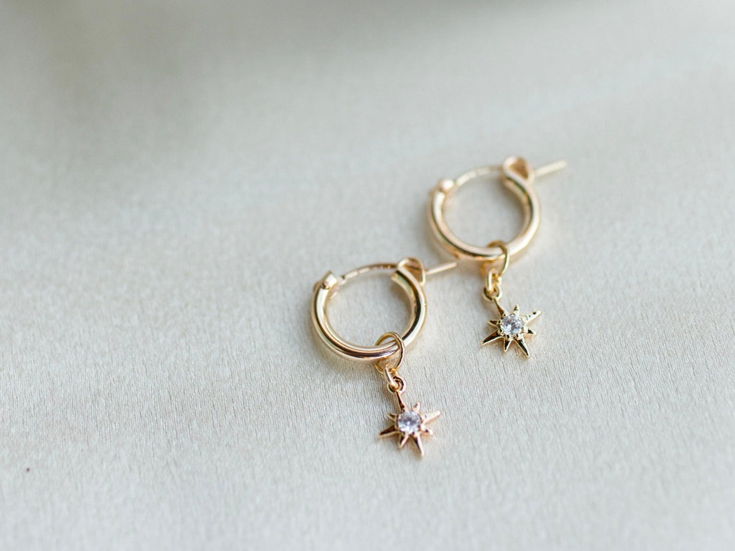 Gold Sprinkle Stars Hoop Earrings
