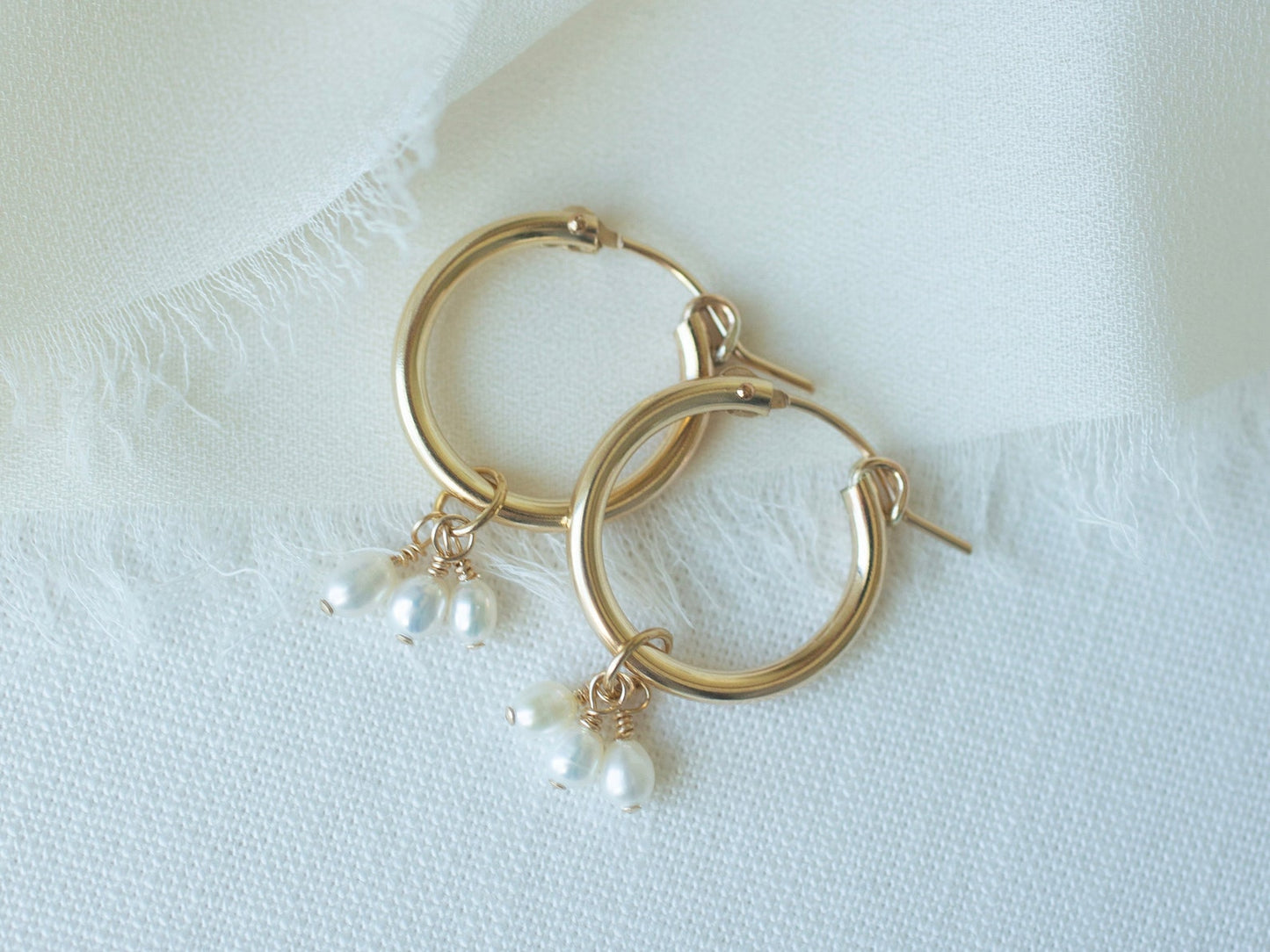 Trinity Pearl Hoops With Gold