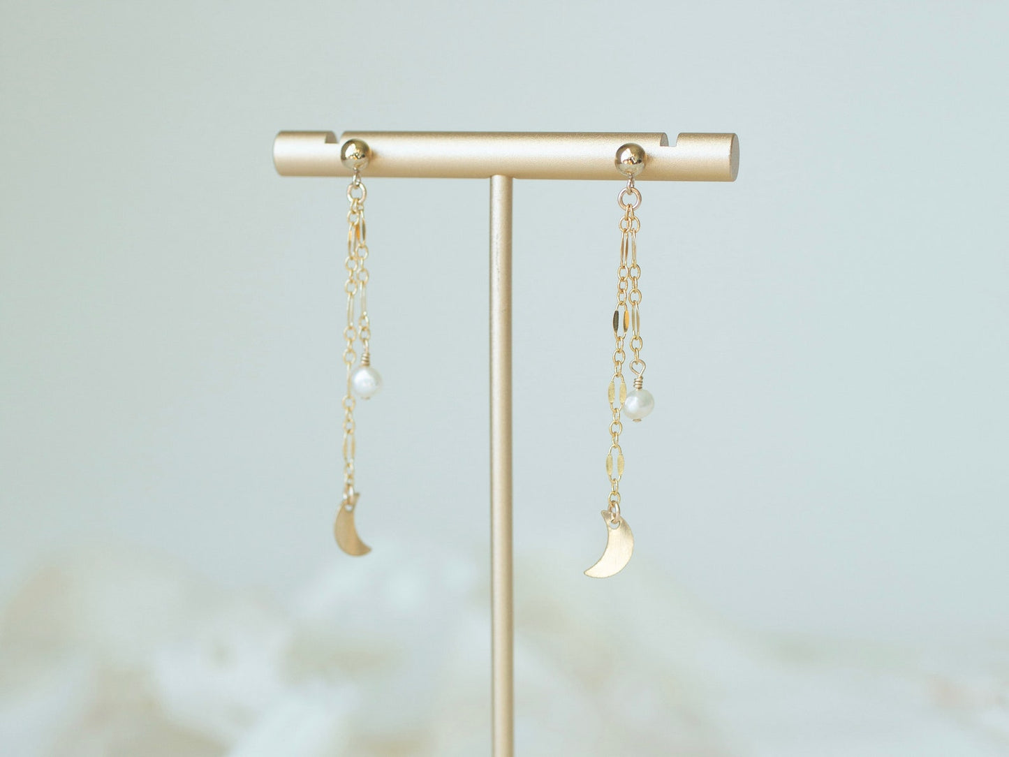 Women Gold Luna Pearl Earrings