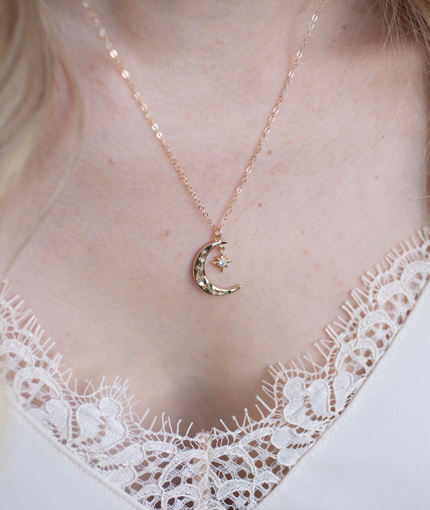 gold crescent necklace
