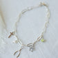14k Gold Sterling Silver Paperclip Charm Bracelet