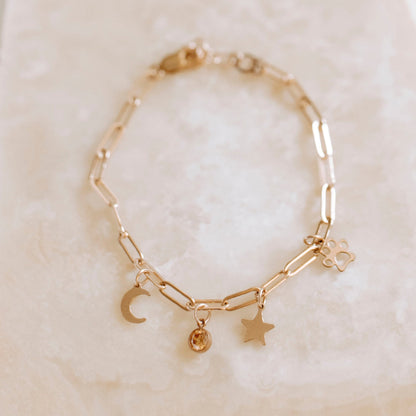 Rose Gold Filled Paperclip Charm Bracelet