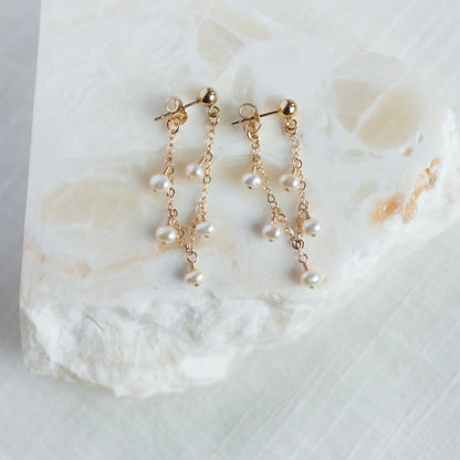 Gold Elegant Pearl Earrings For Womon