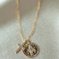 Gold Mary Cross Necklace With Long Chain