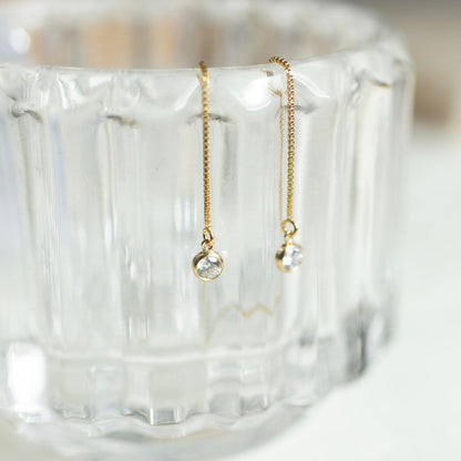 Gold Sparkle Threader Earrings For Women