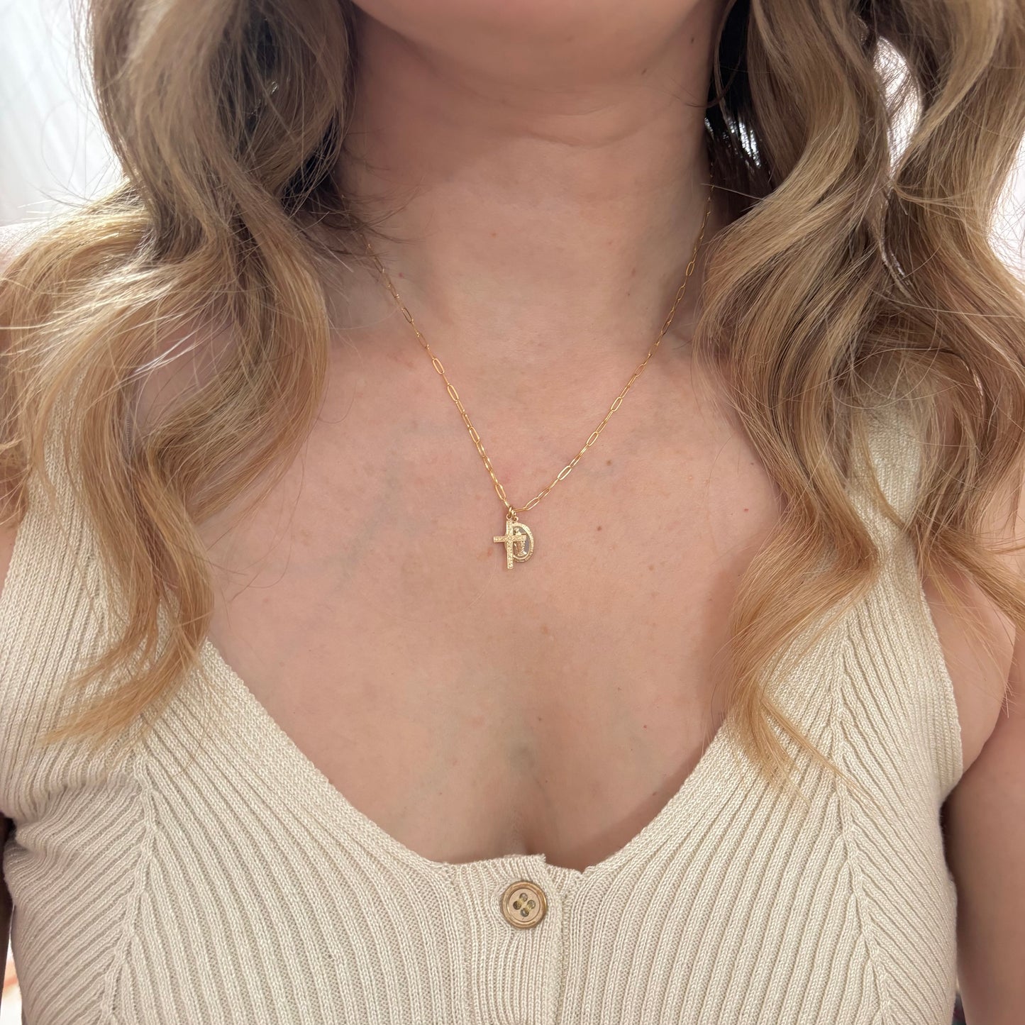 Mini Floral Cross Virgin Mary Necklace