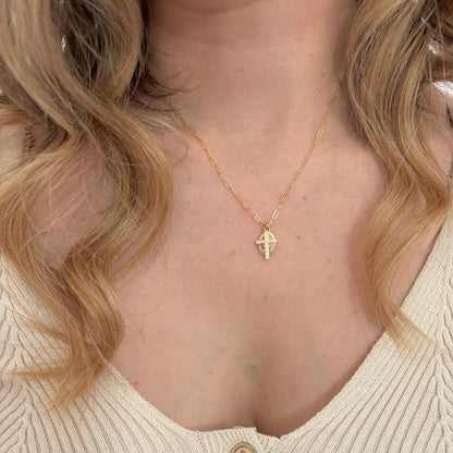 Mini Floral Cross Virgin Mary Necklace