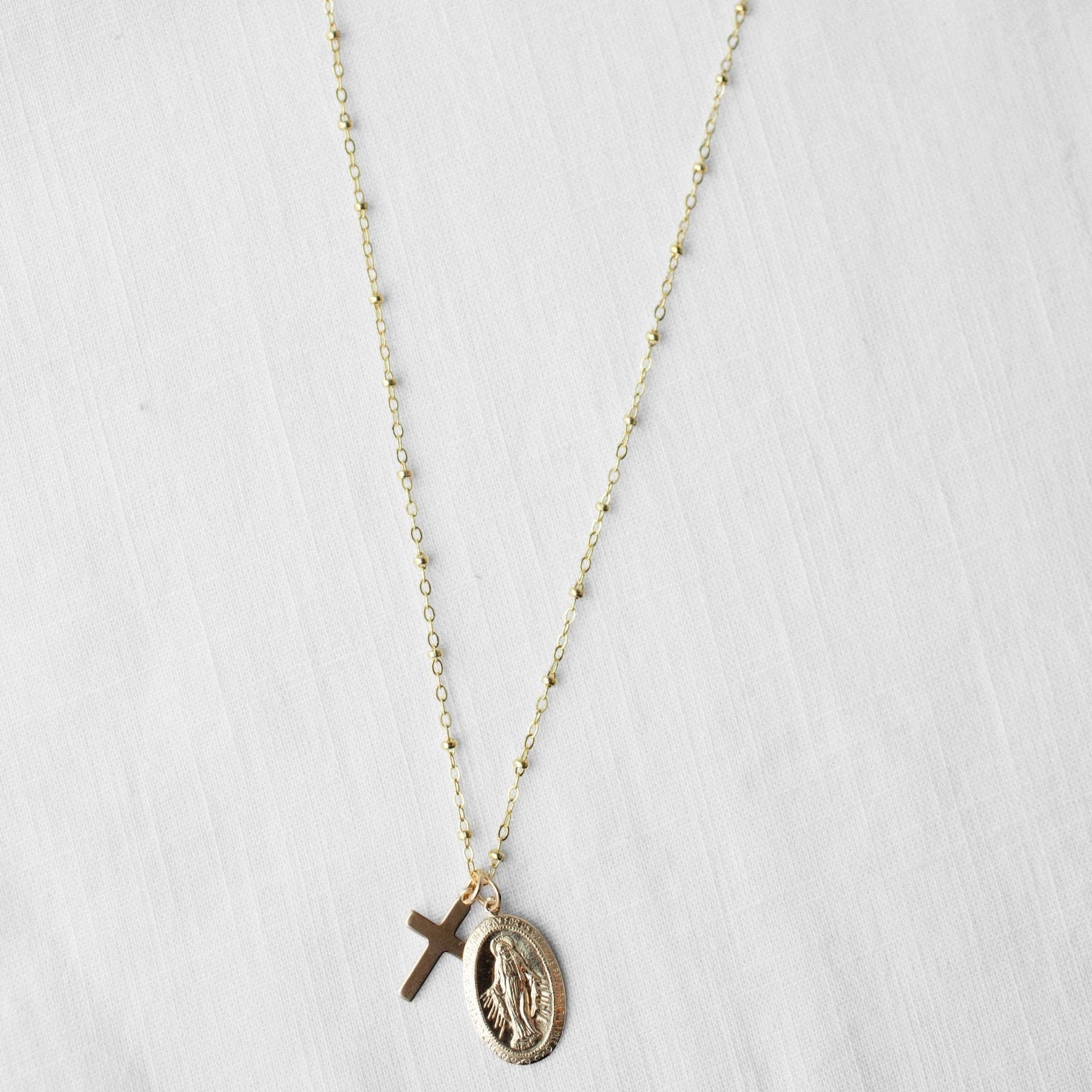 Oval Mary Cross Necklace