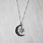 Silver Crescent Starburst Necklace