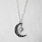 Silver Crescent Lucky Star Necklace